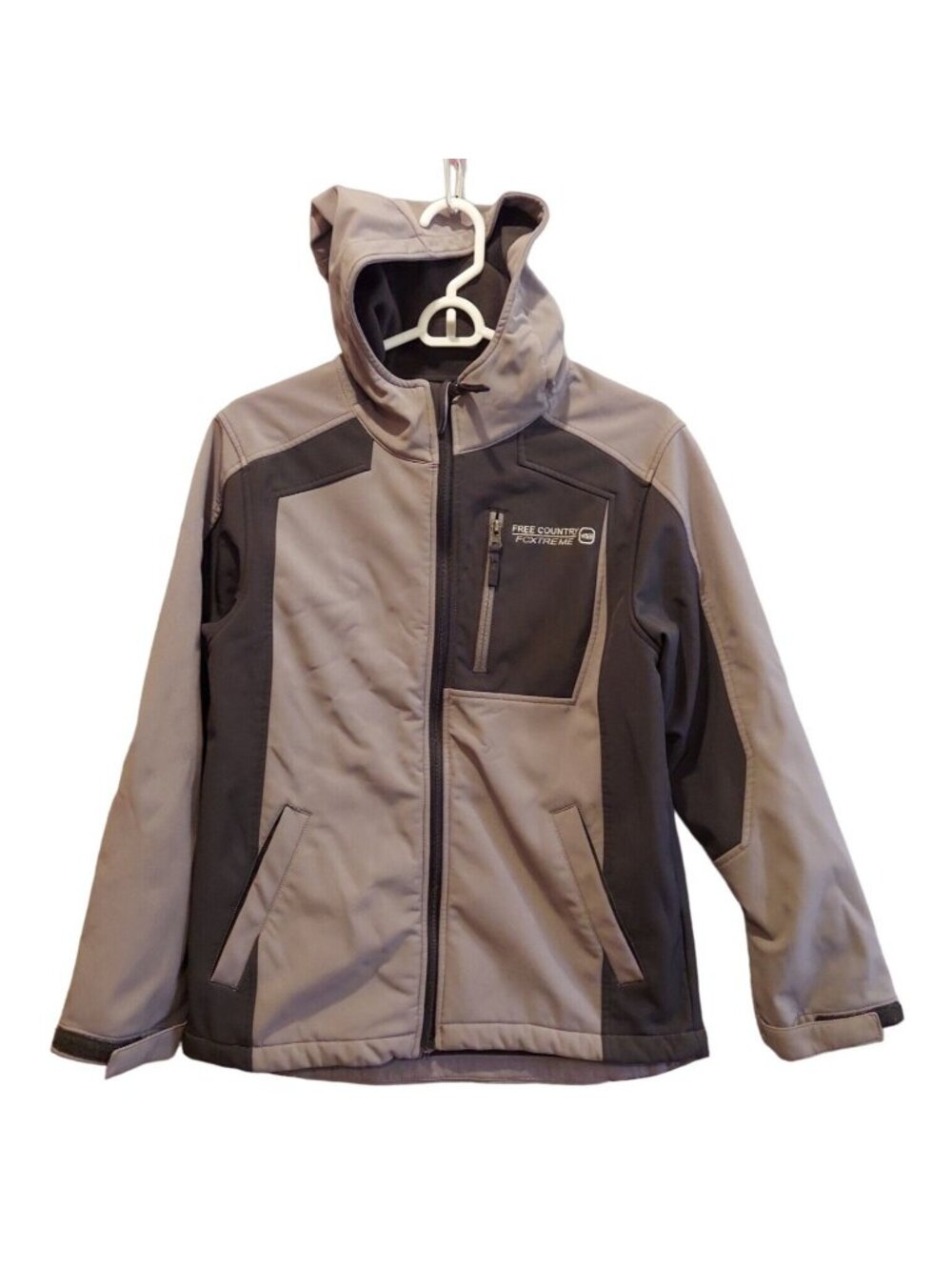 Free Country Wind Breaker Water Resist Womens M Jacket zip Gray Hooded gorpcore